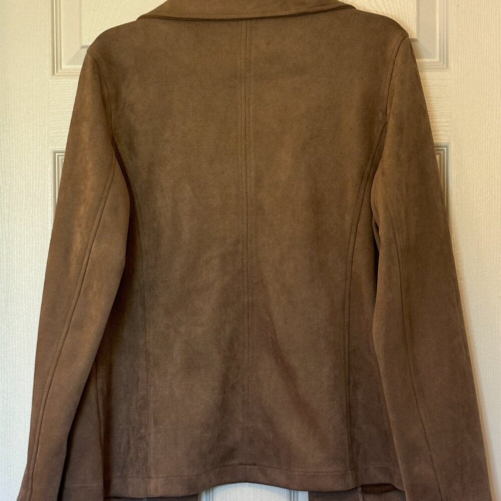 Johnston & Murphy Taupe Faux Suede Open Jacket – Size Large - Picture 2 of 2